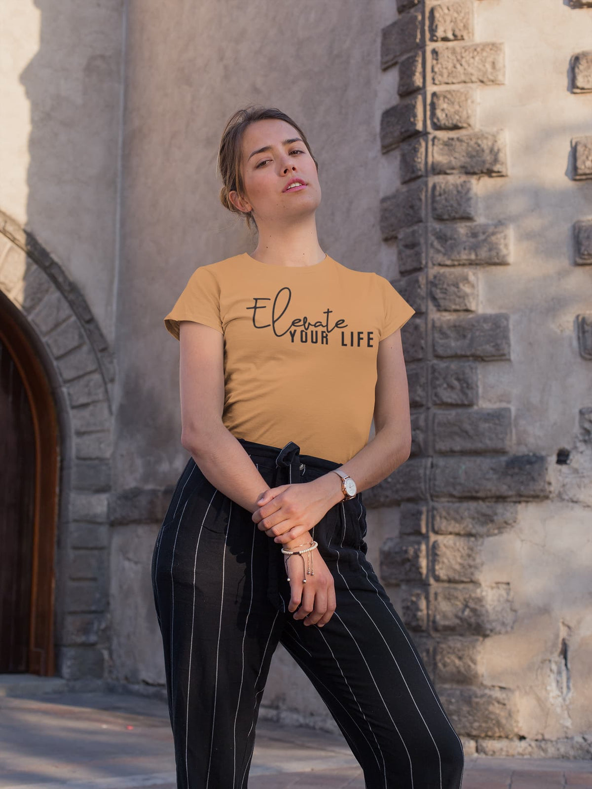 Karavirs® Elevate Mustard Yellow graphic tee for women India