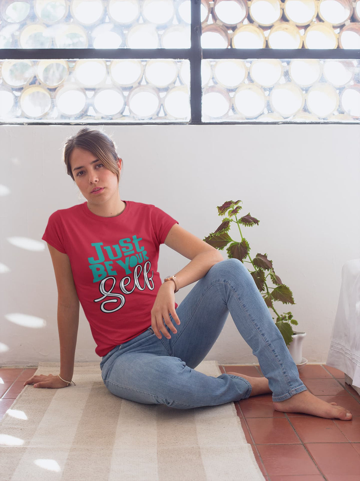 Karavirs® Authentic Red graphic tee for women India