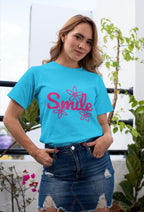Women's Sky Blue Round Neck T-shirts