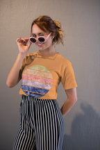 Women's Mustard Yellow Round Neck T-shirts