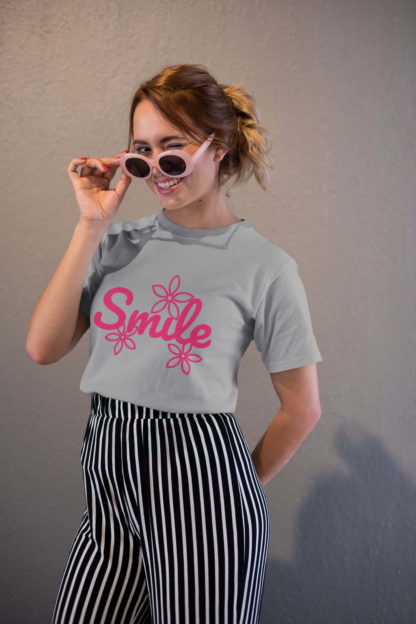 Women's Melange Grey  Round Neck T-shirts