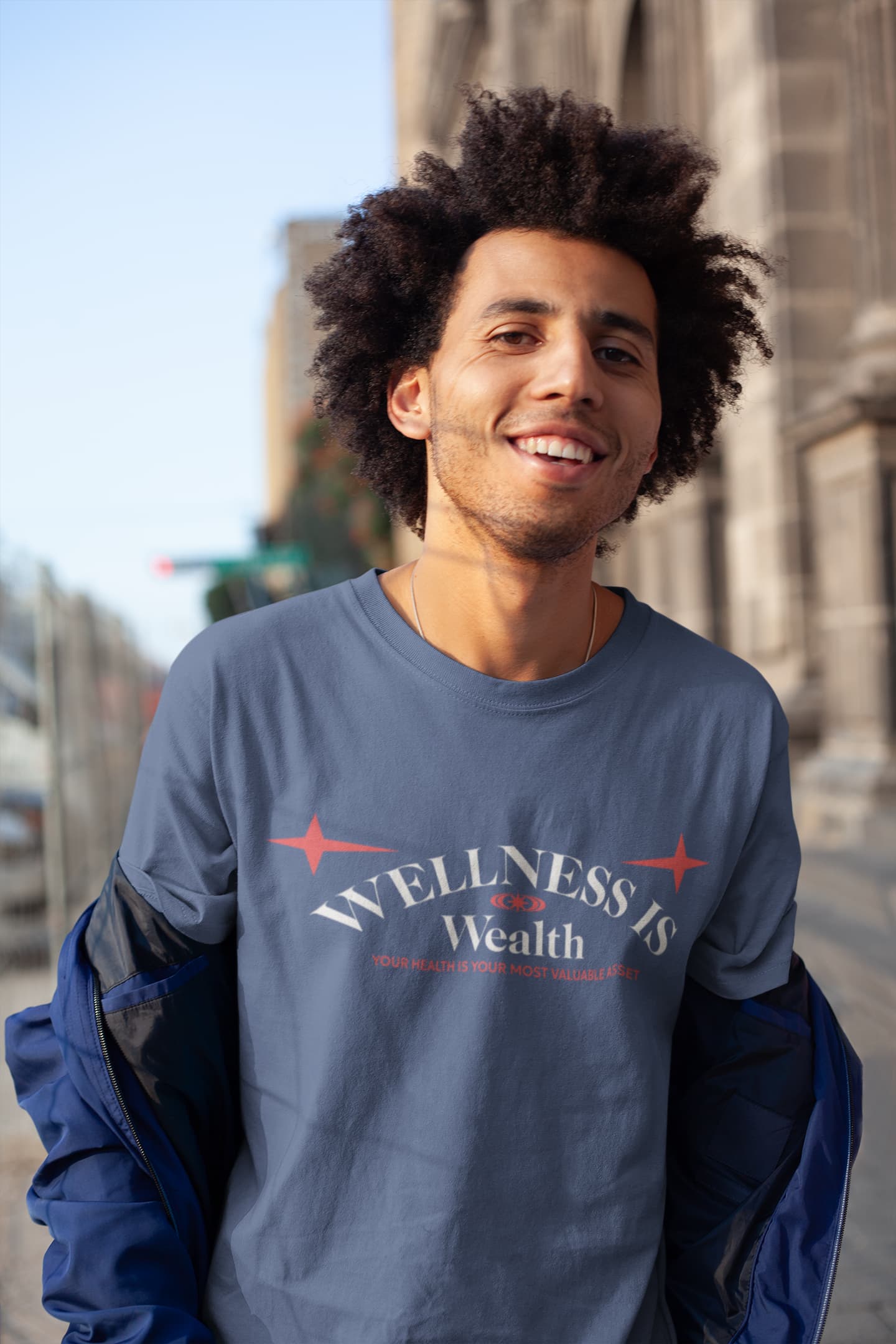 MENS SMOKE BLUE ROUNDNECK T-SHIRT