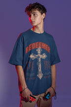Men's Navy Blue Oversized Round Neck T-shirts