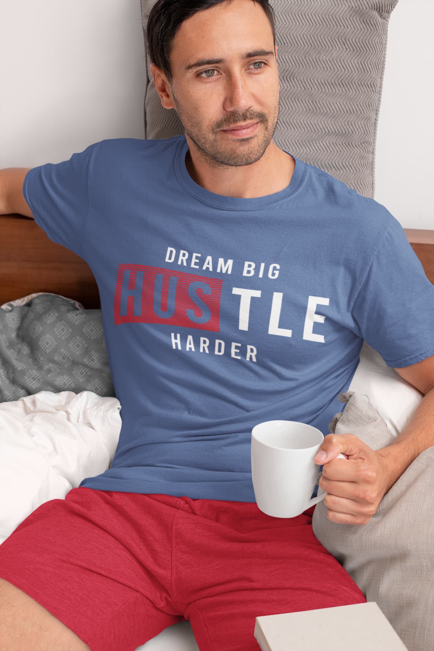 Men's Smoke Blue Round Neck T-shirt