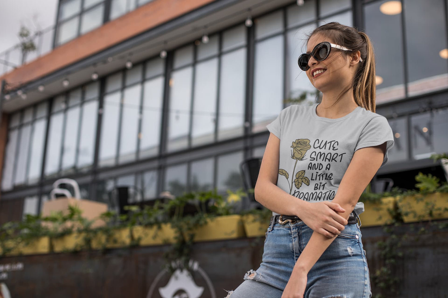 Women’s Melange Grey Round Neck T-shirts