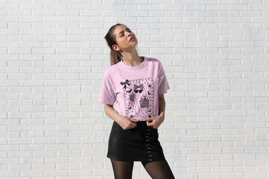 Women's Light Pink Round Neck T-shirts