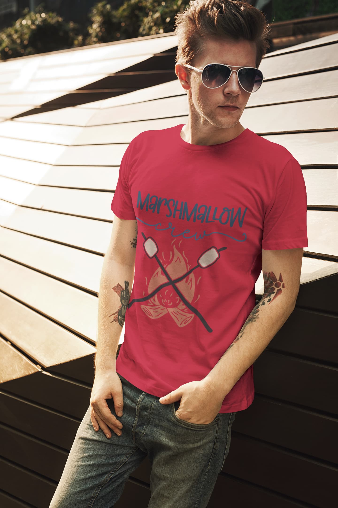 Men's Red Round Neck T-shirts