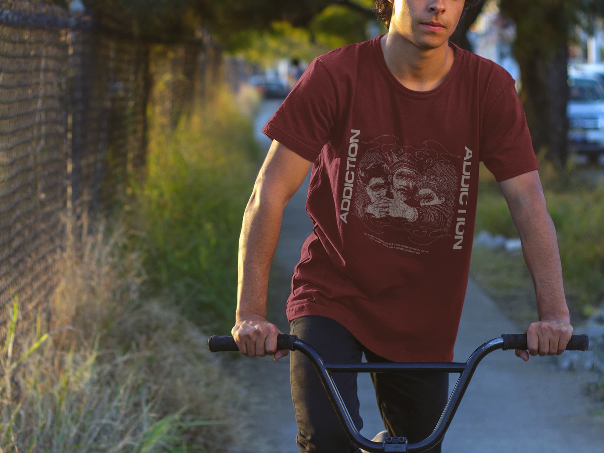 Men's Maroon Round Neck T-shirt