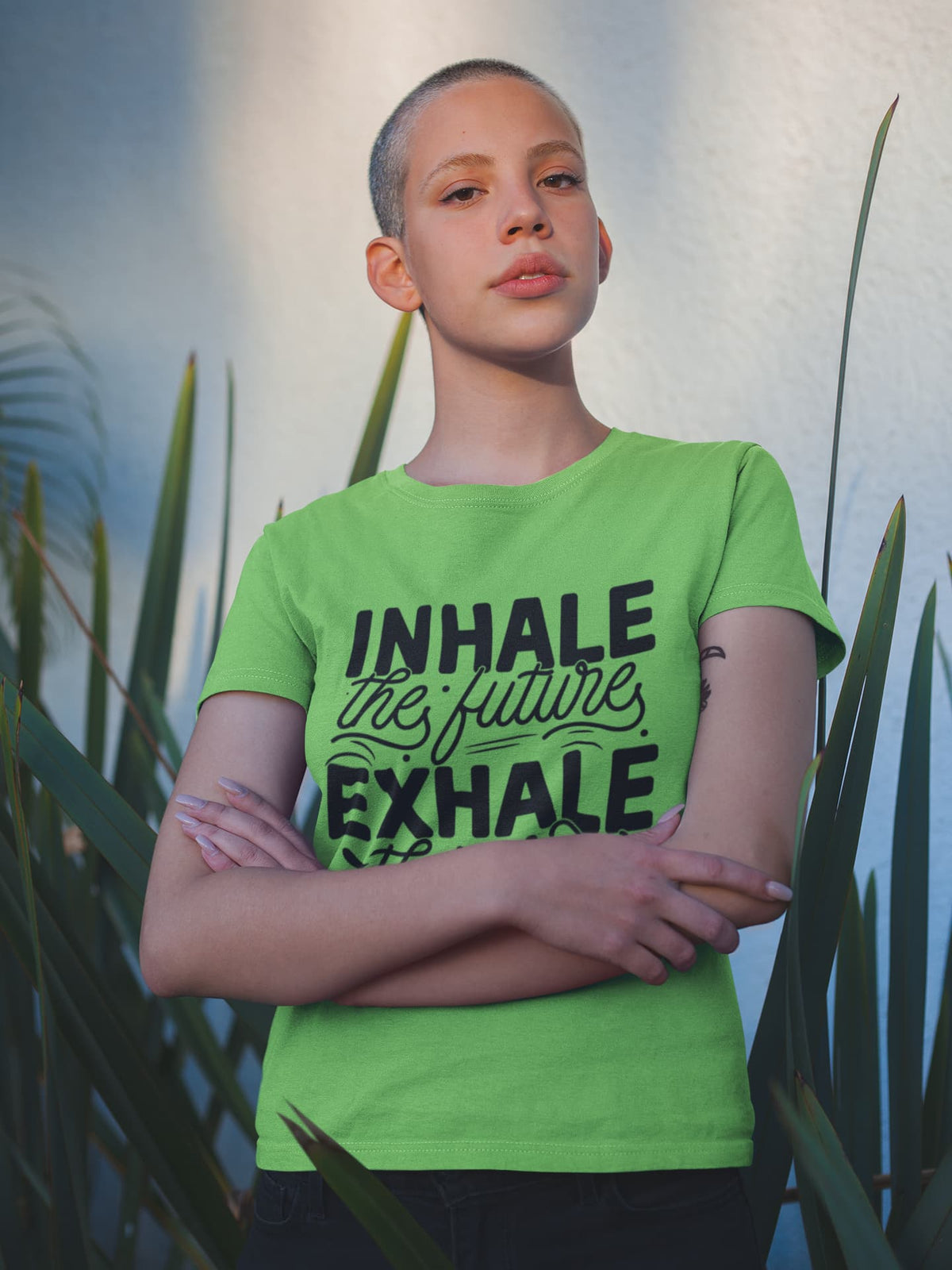 Karavirs® Inhale Liril Green graphic tee for women India