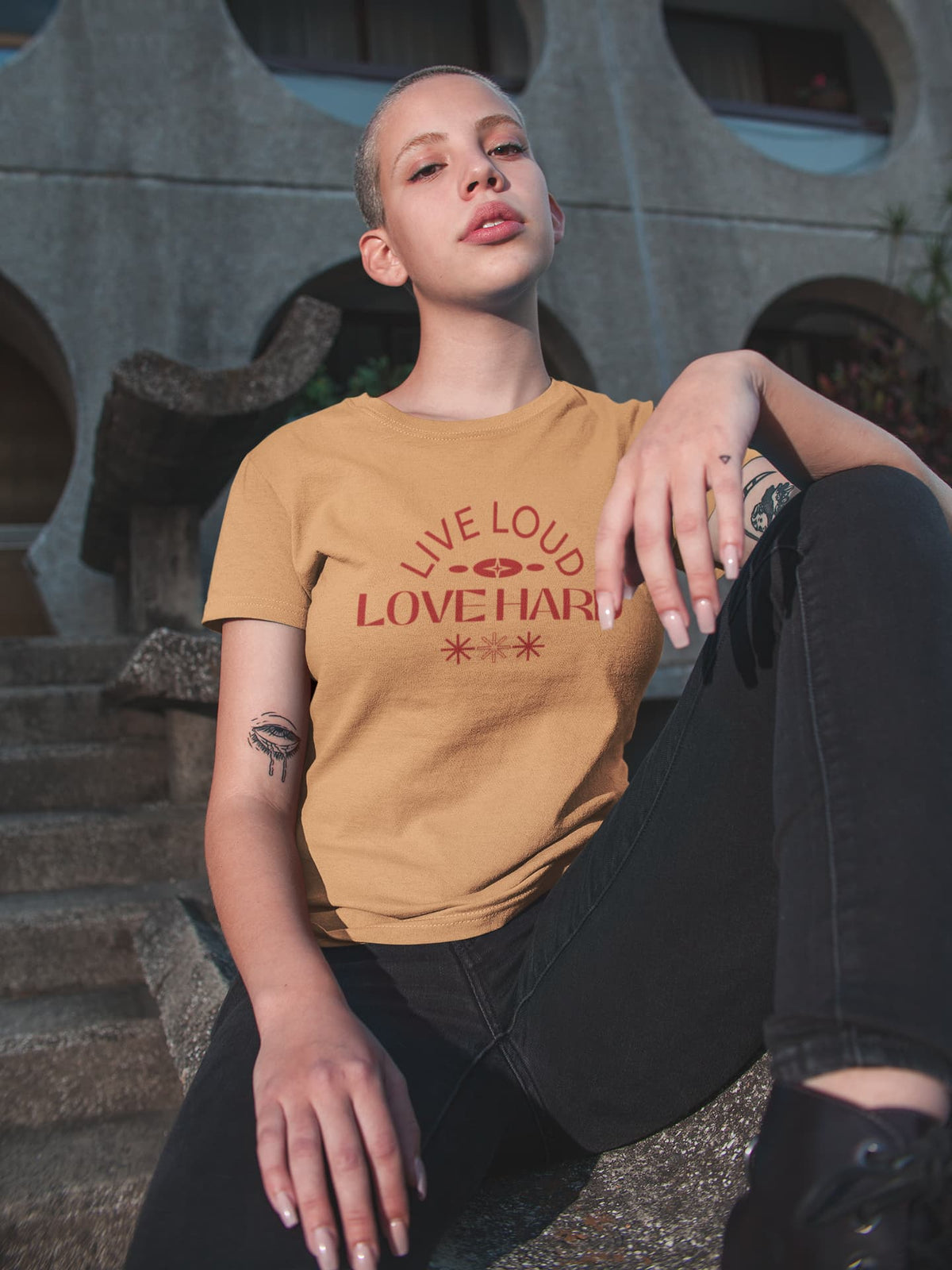 Karavirs® Design Mustard Yellow graphic tee for women India