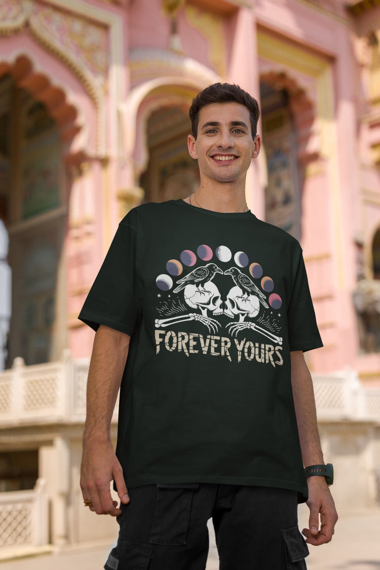 Men’s Bottle Green Oversized Round Neck T-shirts