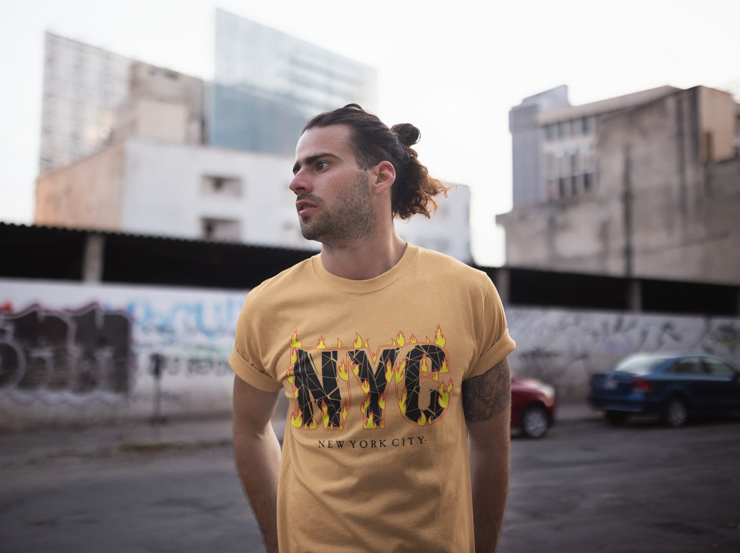 Men's Mustard Yellow Round Neck T-shirts