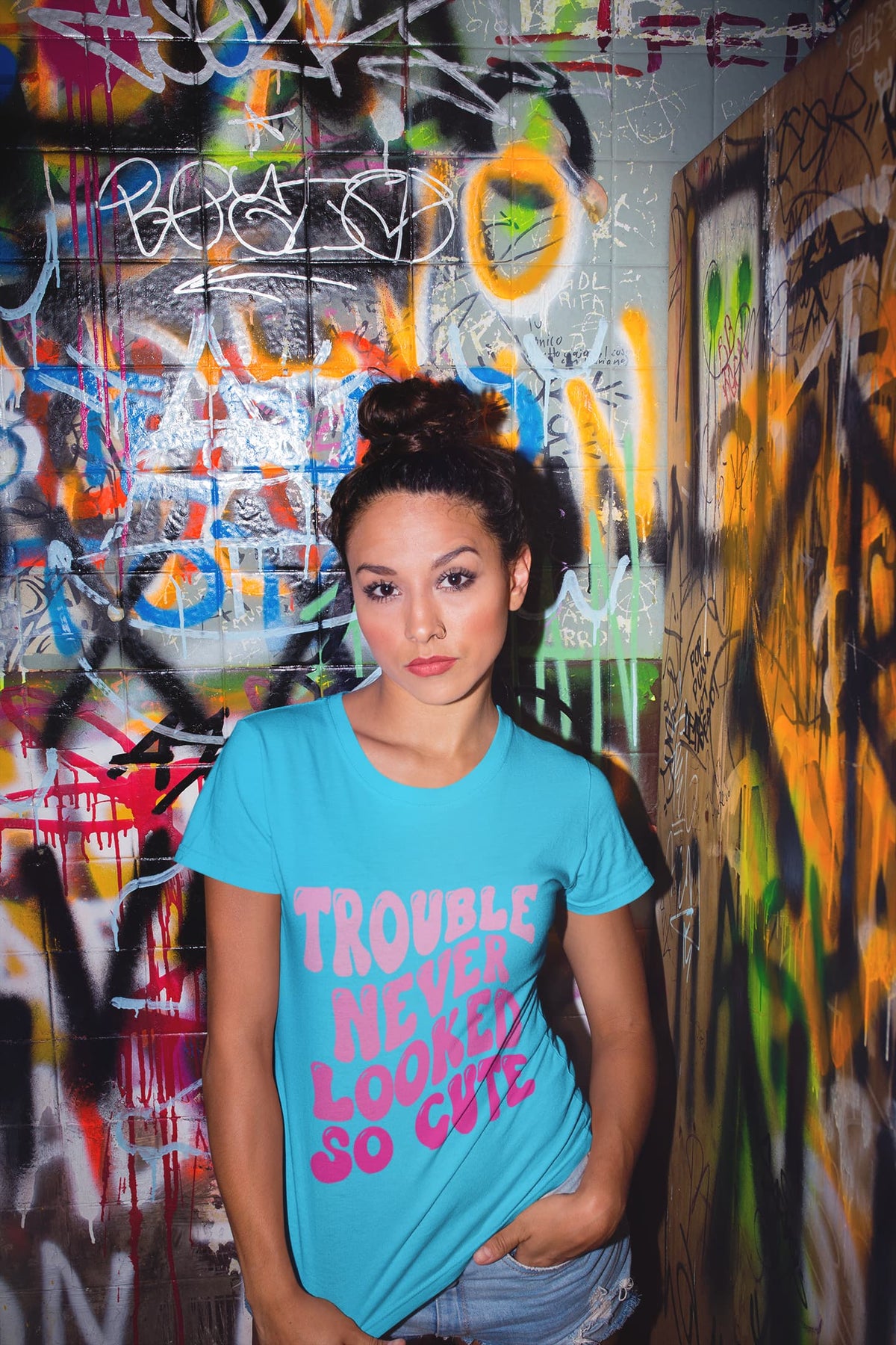 Karavirs® Prime Sky Blue graphic tee for women India