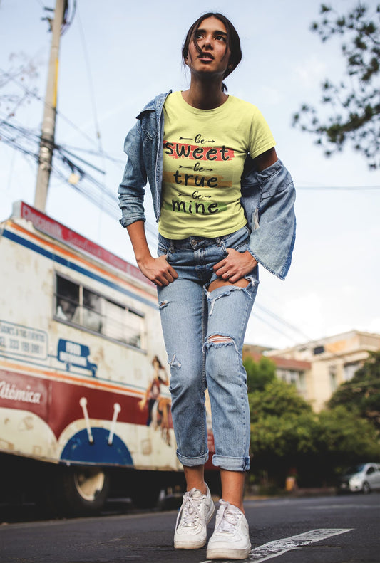 Women's Butter Yellow Round Neck T-shirts