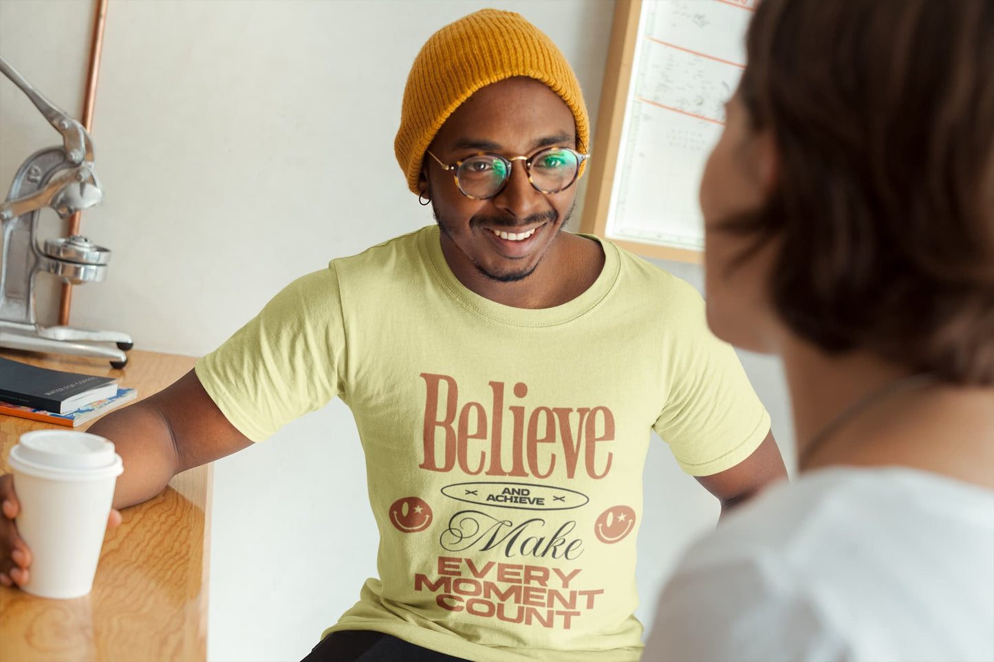 Men's Butter Yellow Round Neck T-shirts
