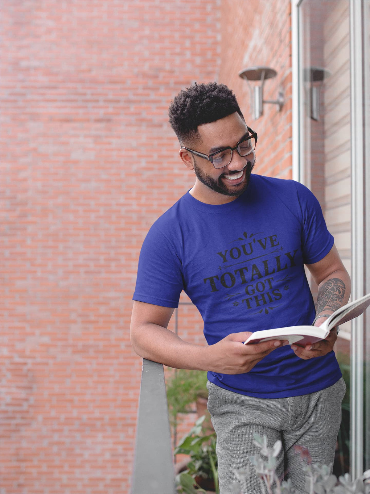 Karavirs® Confident Royal Blue graphic tee for men India