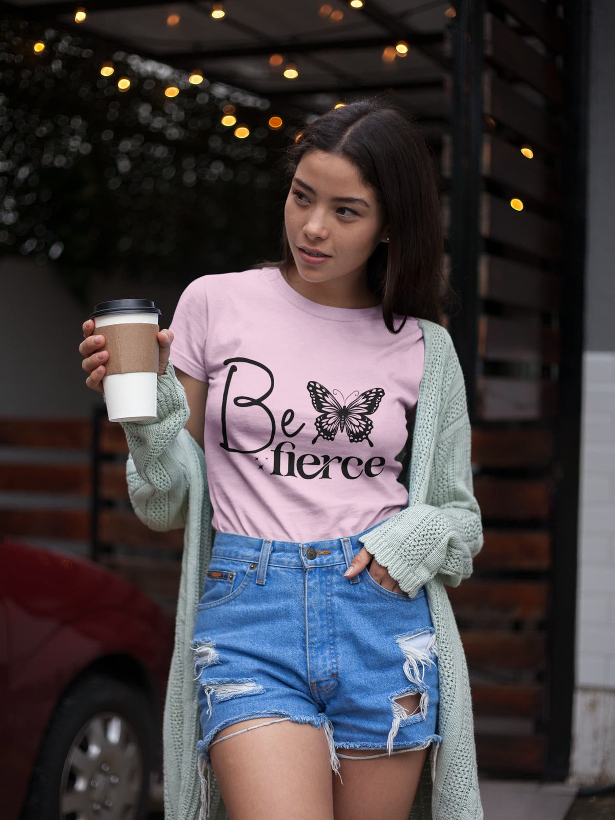 Women's Light Pink Round Neck T-shirt