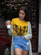 Women's Golden Yellow Round Neck T-shirts