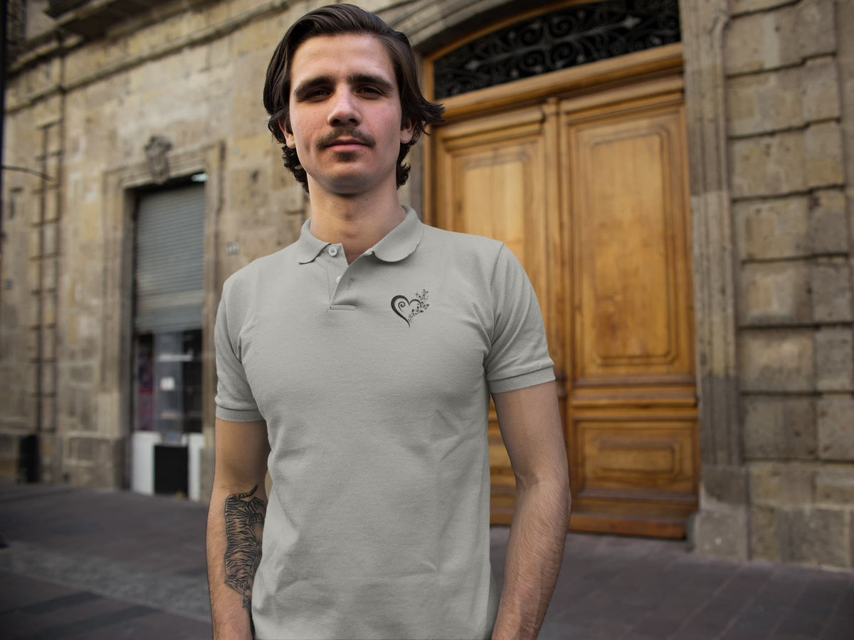 MENS MELANGE GREY POLO T-SHIRT