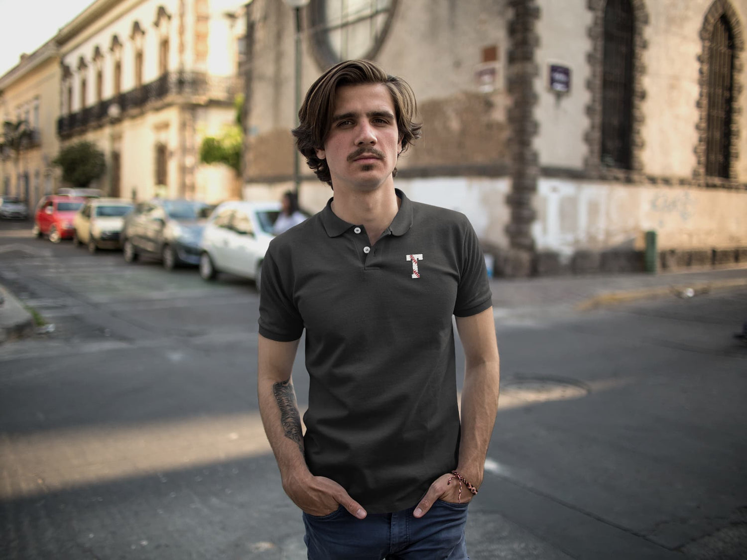 MENS BLACK POLO T-SHIRT