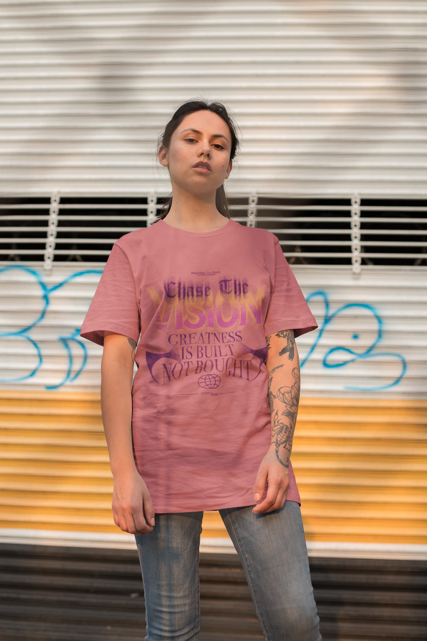 Women's Dusty Rose Oversized Round Neck T-shirt