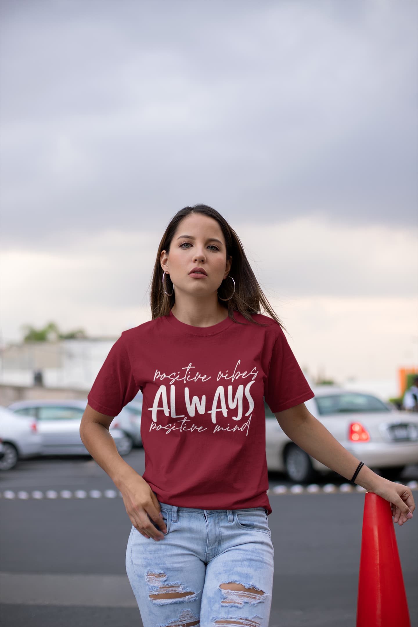 Women's Maroon Roundneck T-shirt