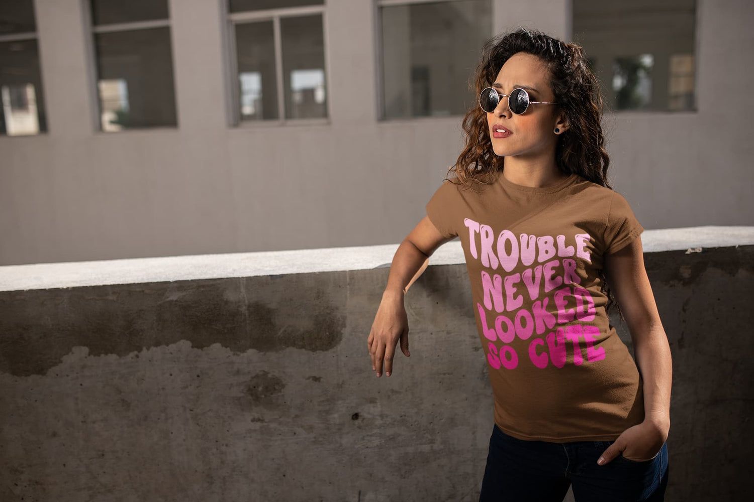 Women’s Coffee Brown Round Neck T-shirts