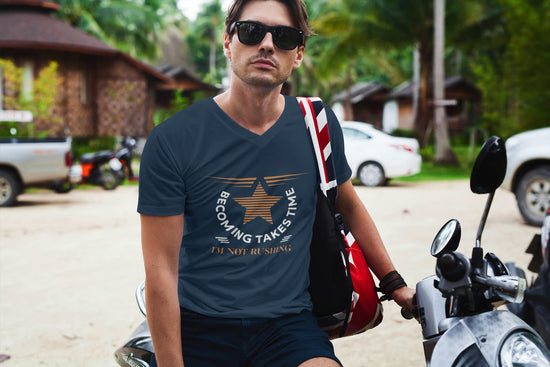 MENS NAVY BLUE VNECK T-SHIRT 