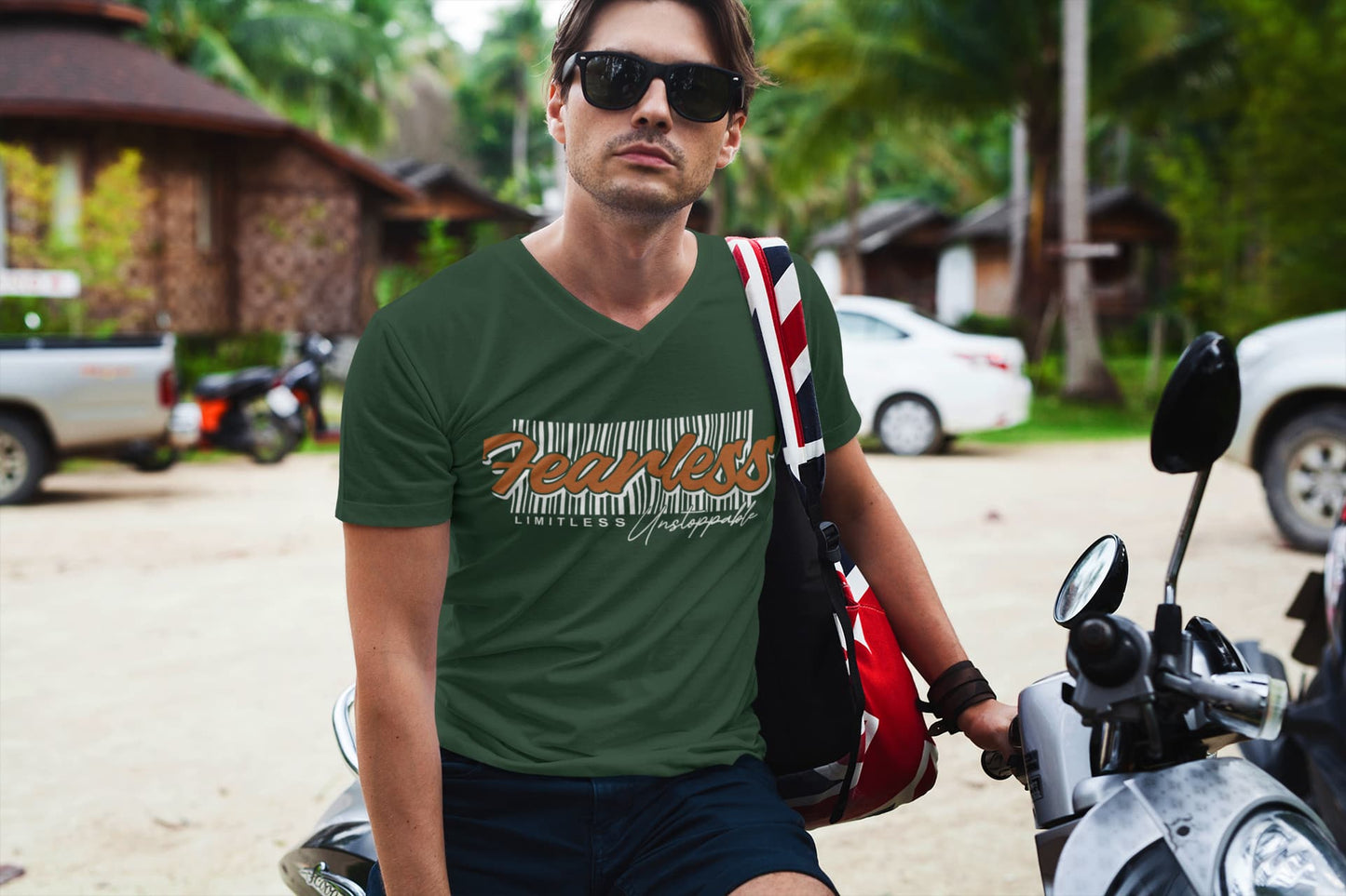 Men's Olive Green V-Neck T-shirts