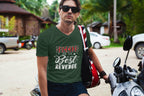 MENS OLIVE GREEN VNECK T-SHIRT