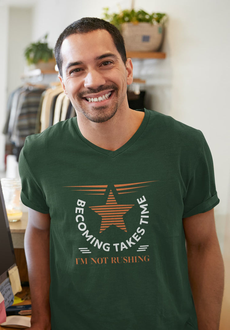 MENS OLIVE GREEN VNECK T-SHIRT 