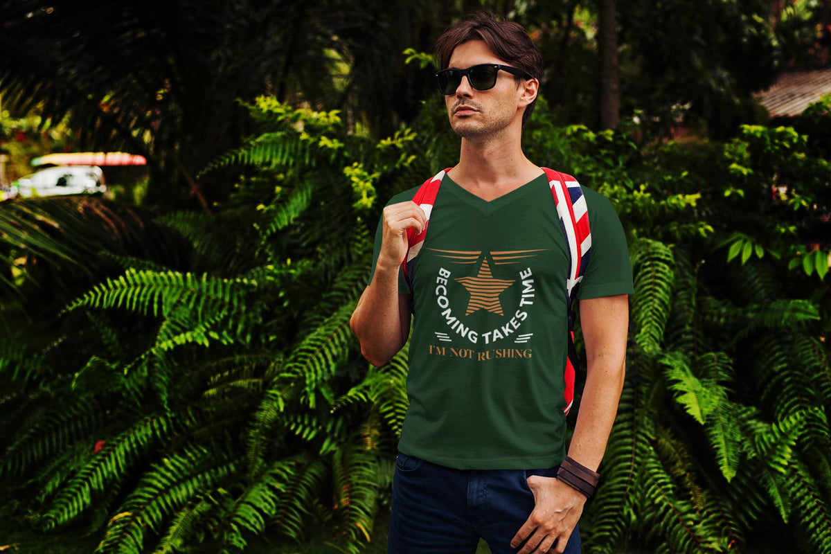 MENS OLIVE GREEN VNECK T-SHIRT 