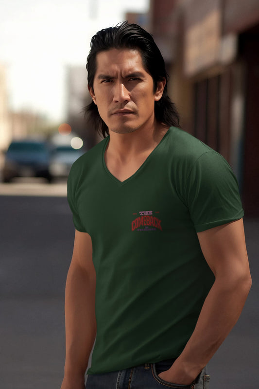 Men's Olive Green V Neck T-shirts