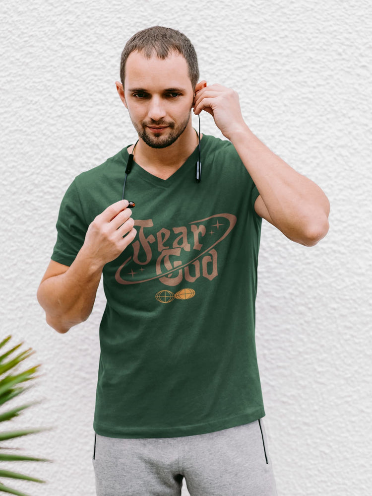 MENS OLIVE GREEN VNECK T-SHIRT 