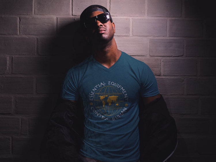 MENS NAVY BLUE VNECK T-SHIRT