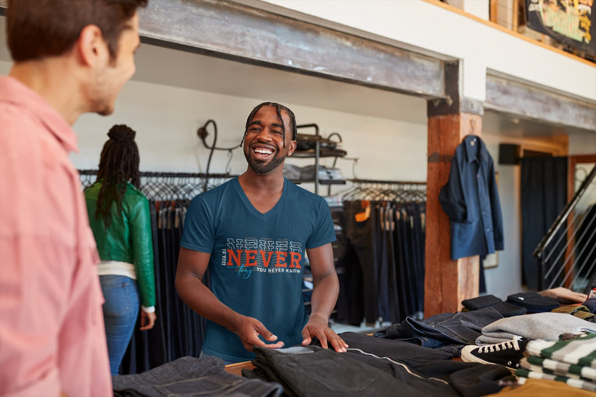 Men's Navy Blue V-Neck T-shirts