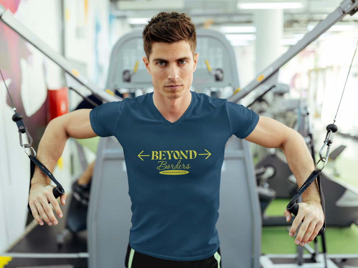MENS NAVY BLUE VNECK T-SHIRT
