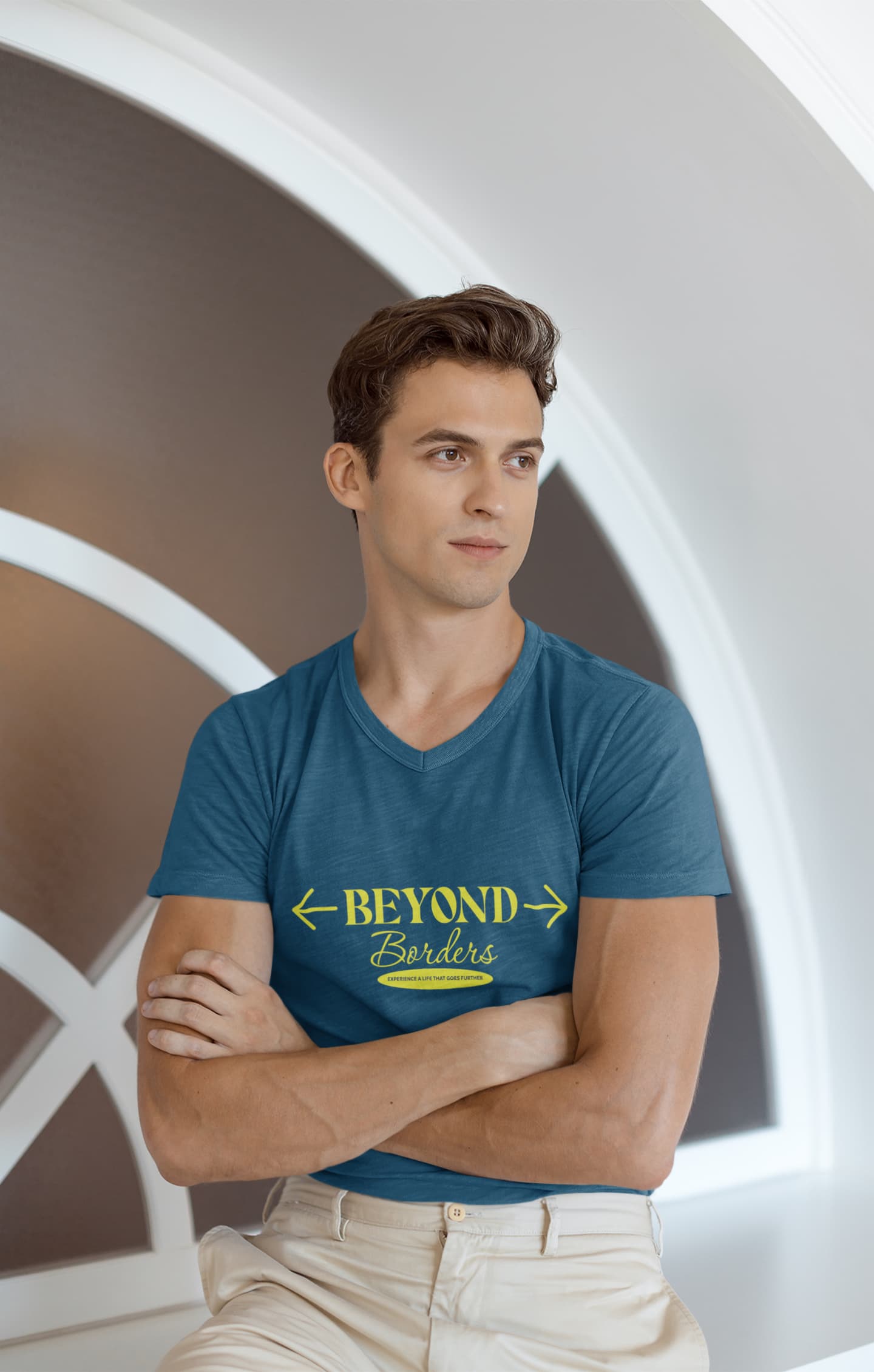 MENS NAVY BLUE VNECK T-SHIRT 