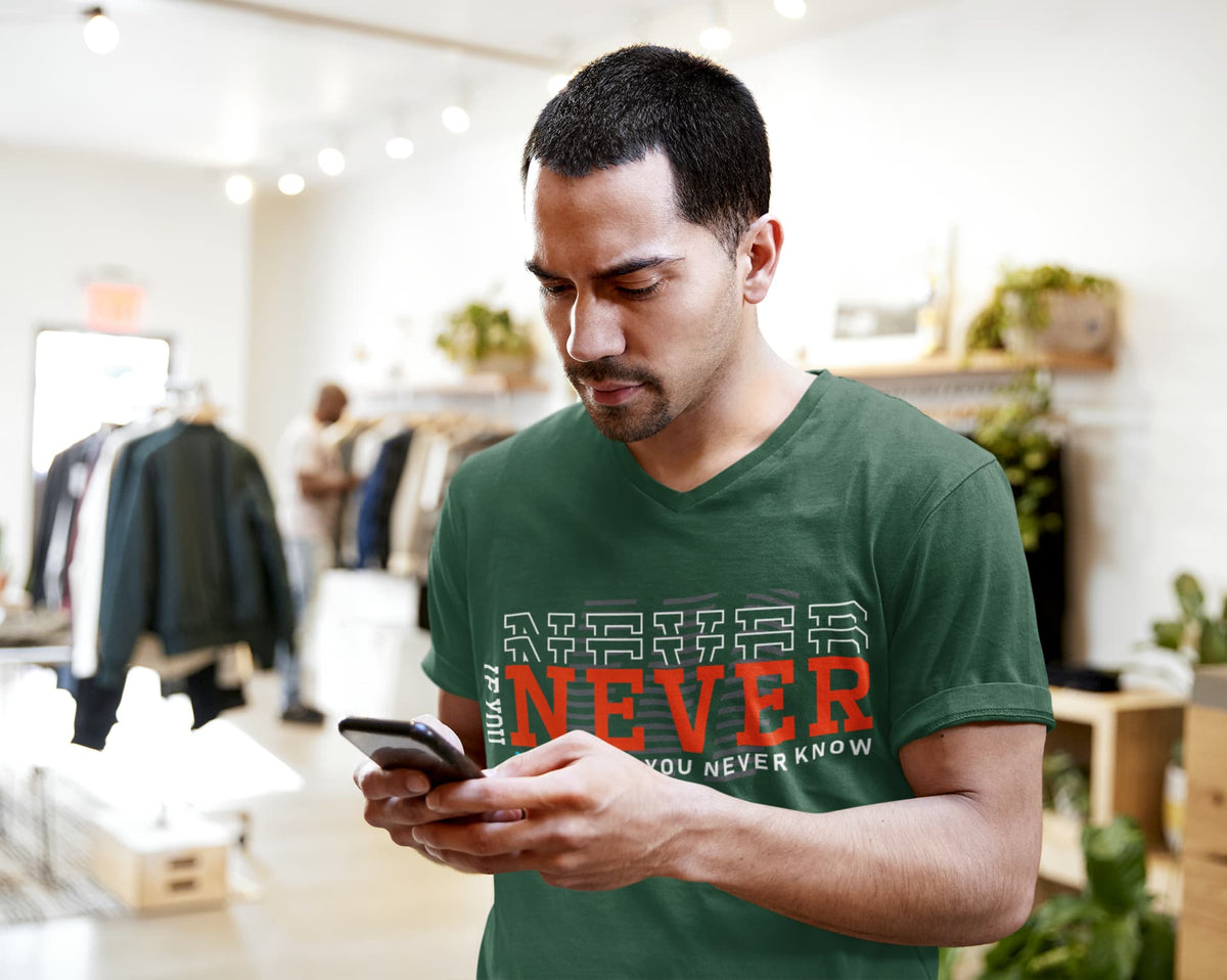 Men's Olive Green V-Neck T-shirts