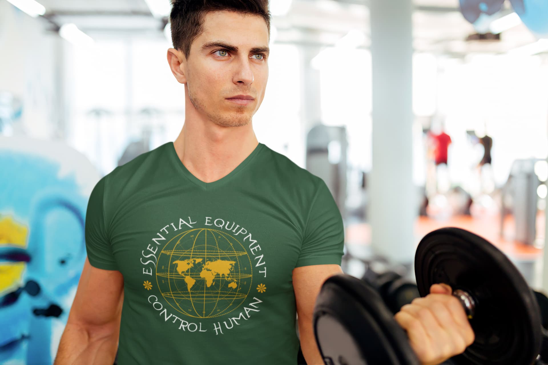 MENS OLIVE GREEN VNECK T-SHIRT