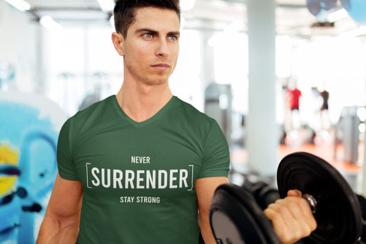 MENS OLIVE GREEN VNECK T-SHIRT