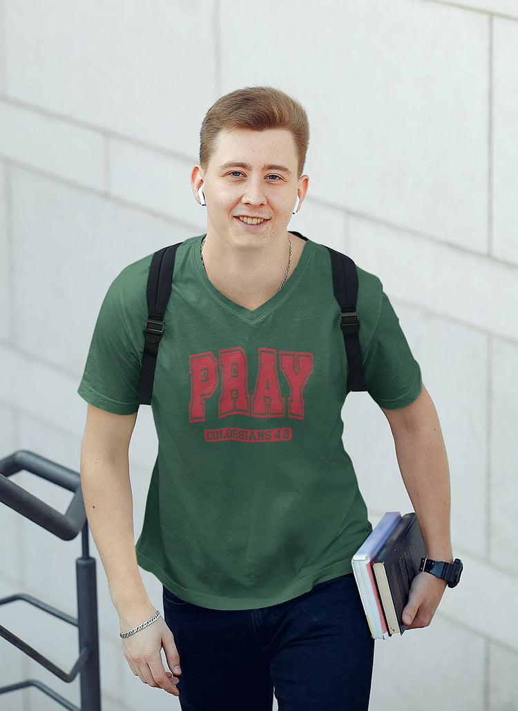 MENS OLIVE GREEN VNECK T-SHIRT