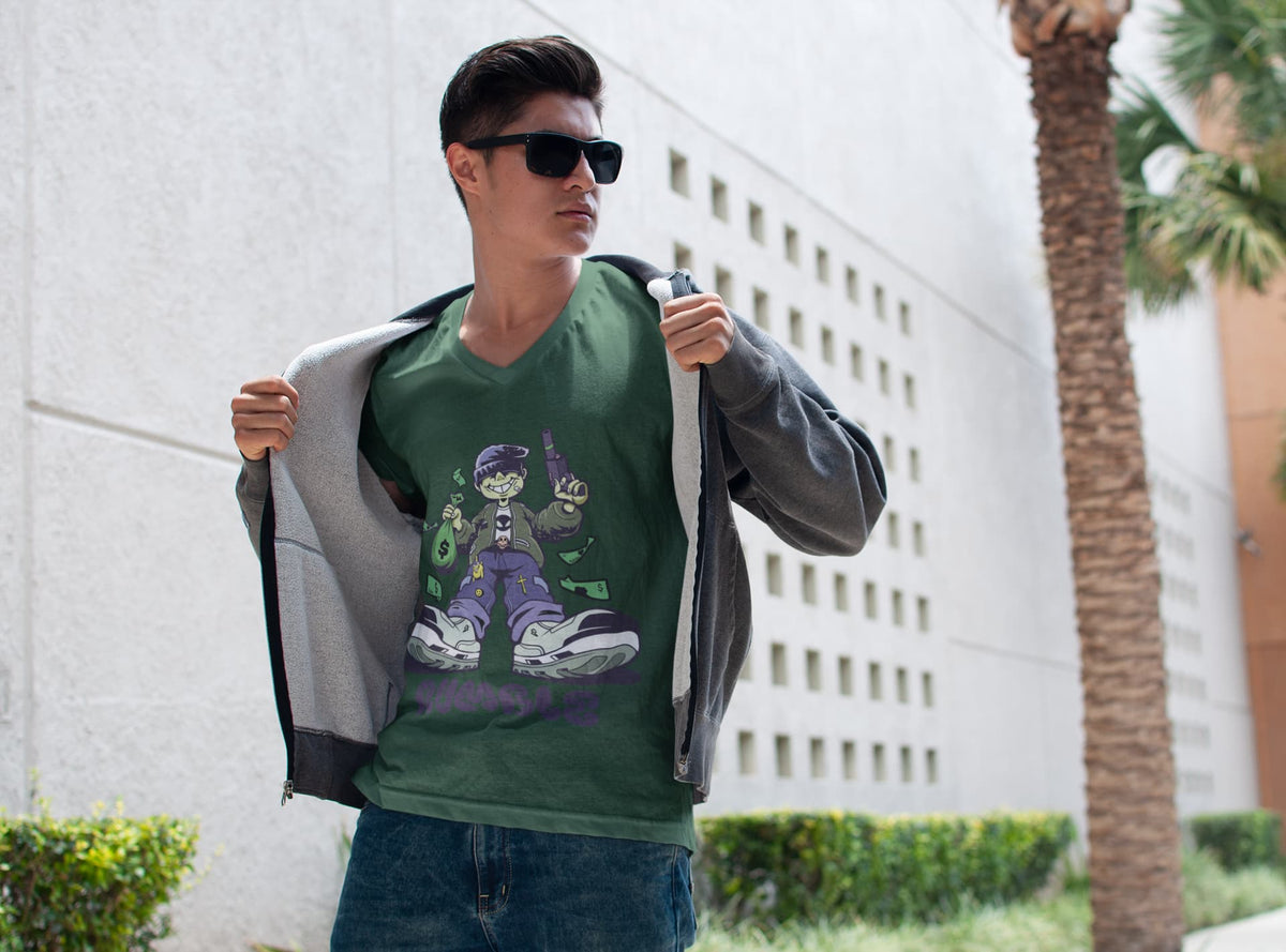 Men's Olive Green V Neck T-shirts