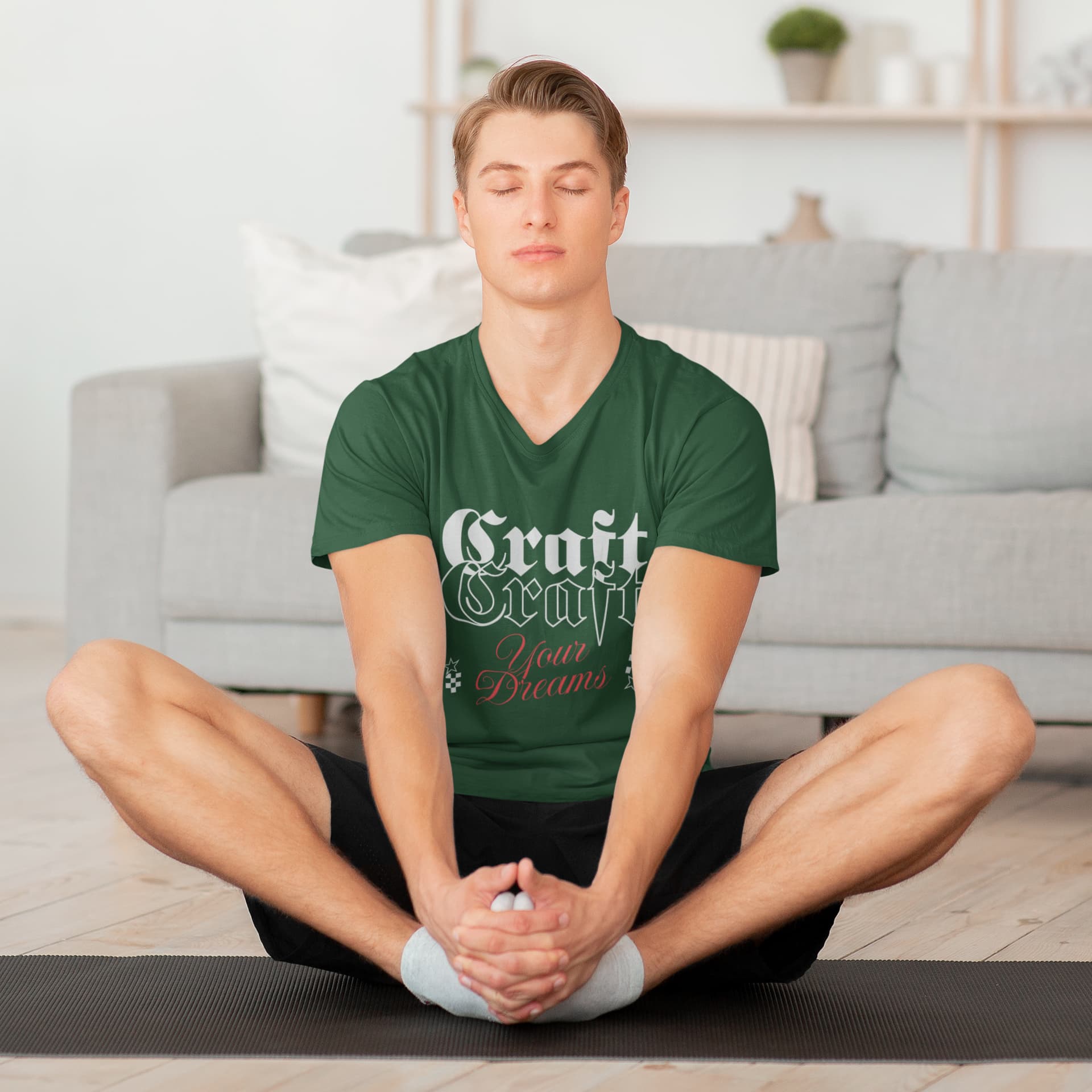 MENS OLIVE GREEN VNECK T-SHIRT 