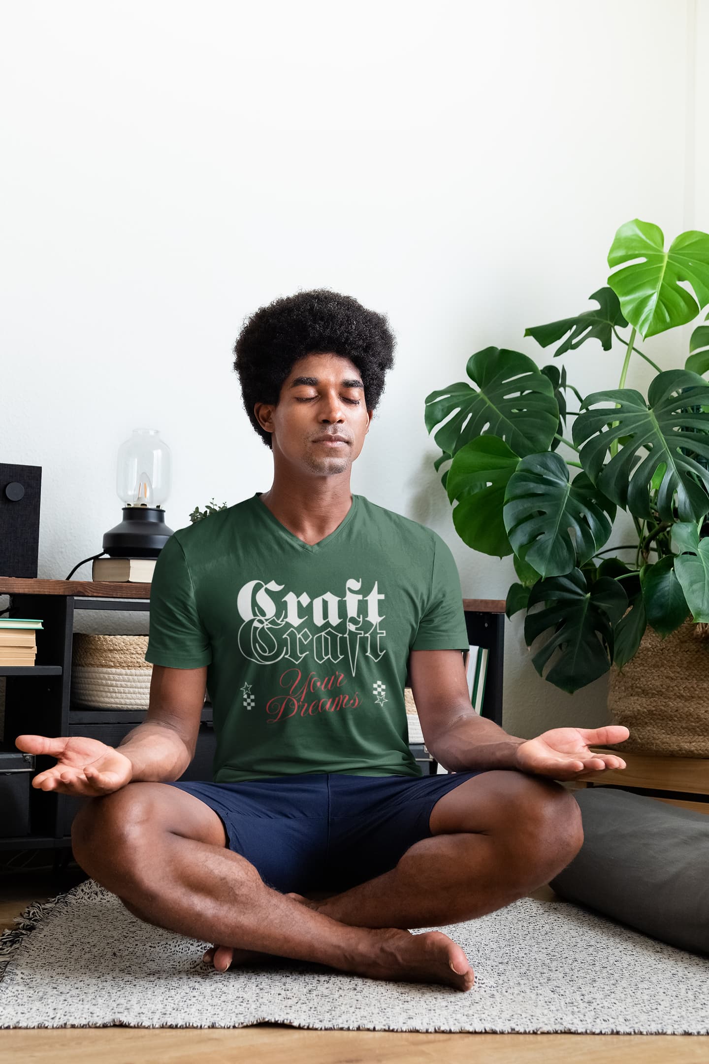 MENS OLIVE GREEN VNECK T-SHIRT 