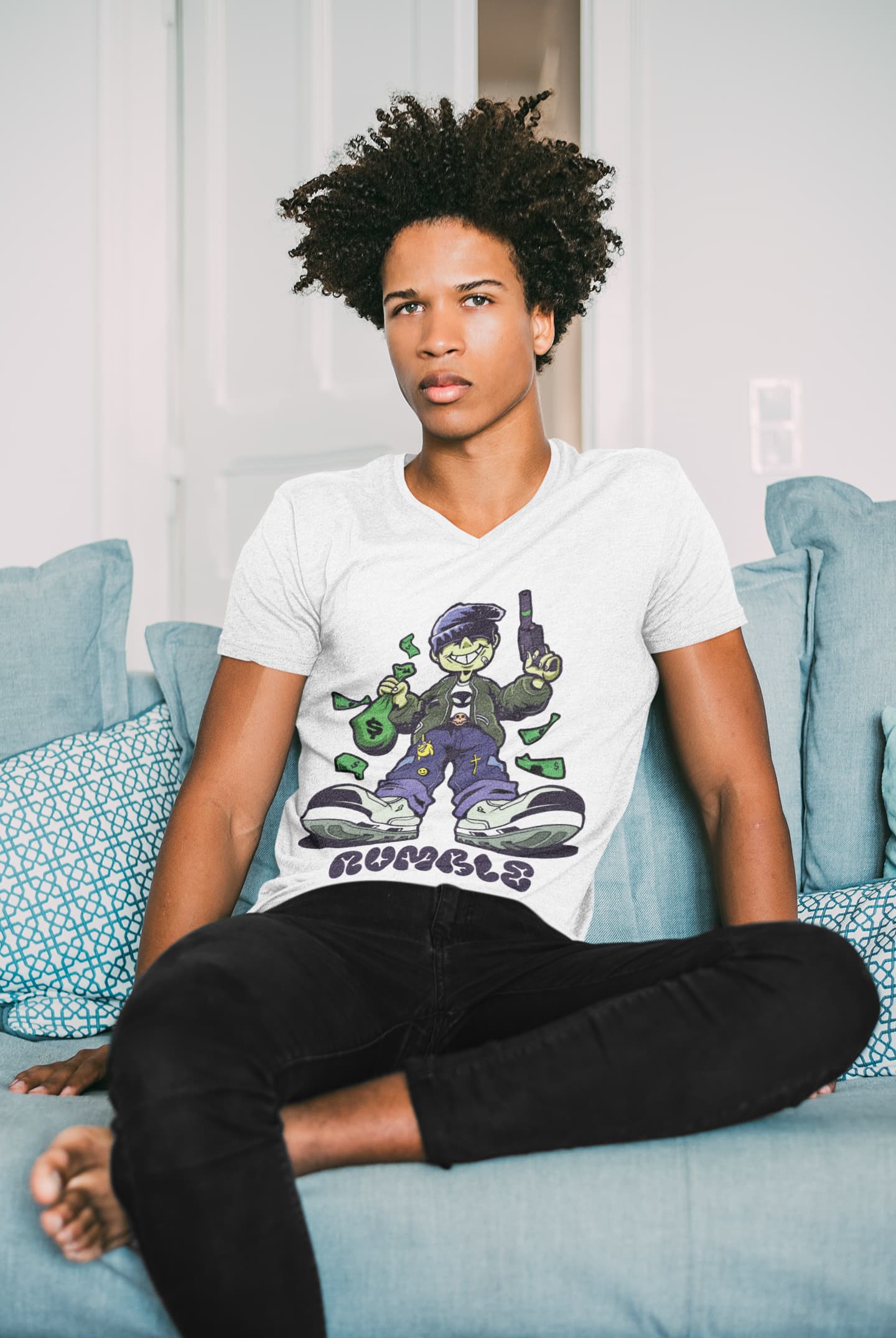 Men's White V Neck T-shirts