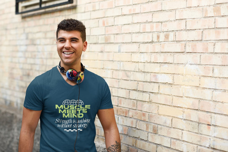MENS NAVY BLUE VNECK T-SHIRT 