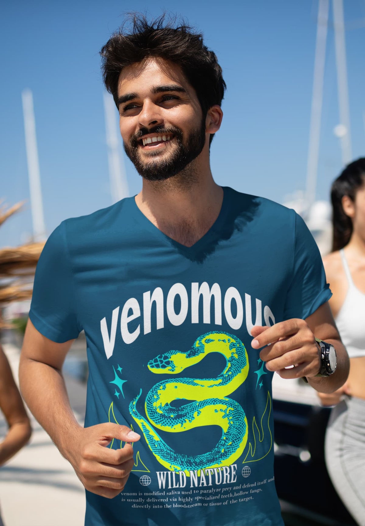 Men's Navy Blue V-neck T-shirts