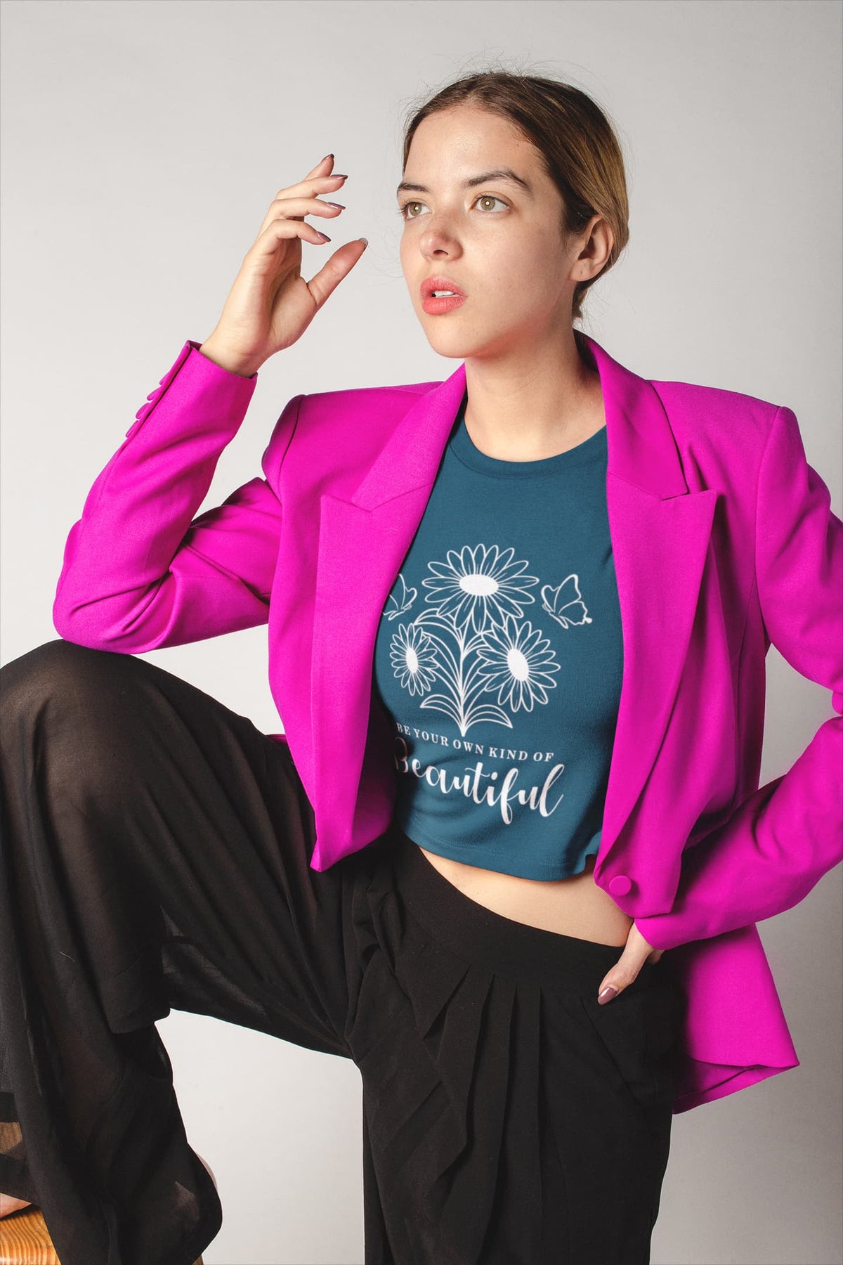 Women's Navy Blue Crop Top