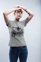 Women's Melange Grey Round Neck T-shirts